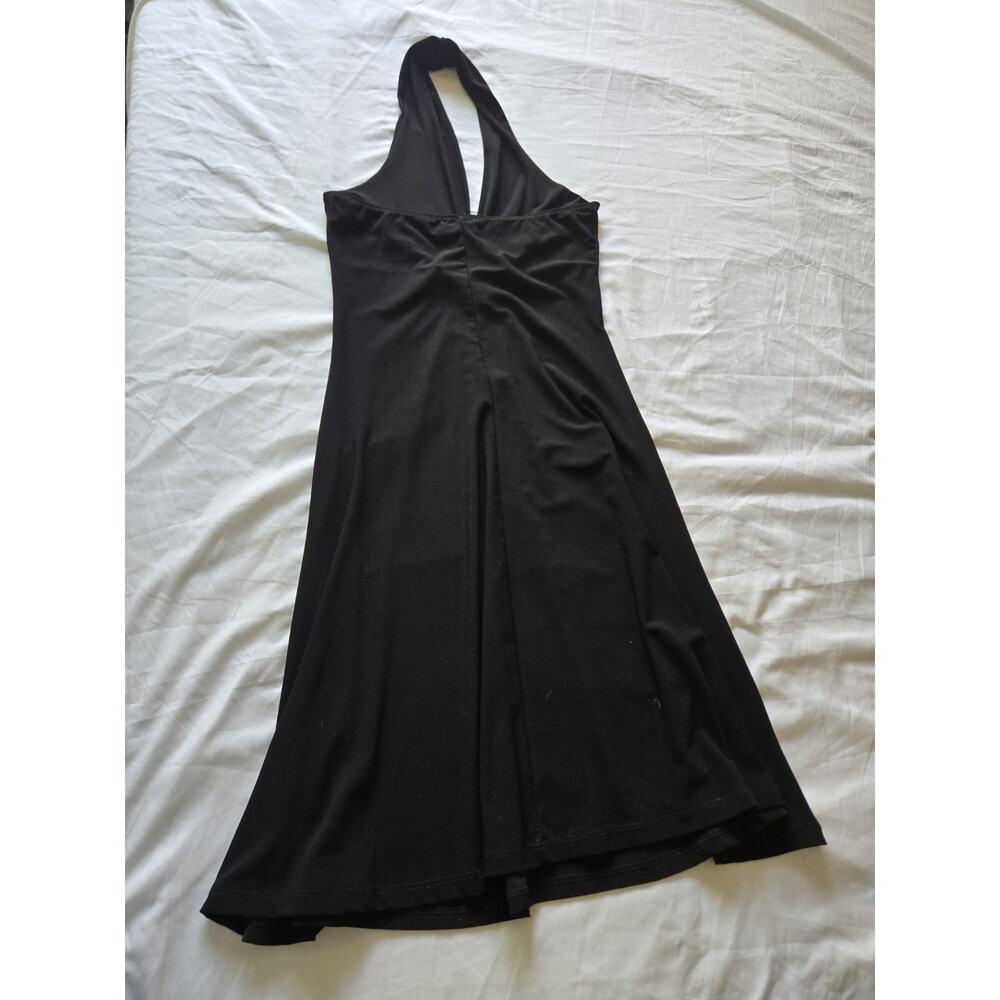 Vintage Y2k Forever 21 Black Midi Halter Dress Medium Hoco Party Glam Date Night - Picture 3 of 9